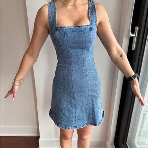 Abercrombie & Fitch Blue Denim Square-Neck Mini Dress